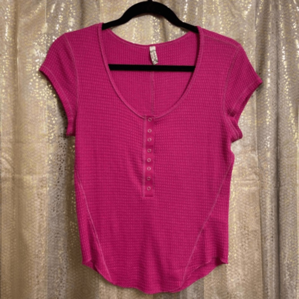 Free People One Of The Girls Henley XL Magenta
